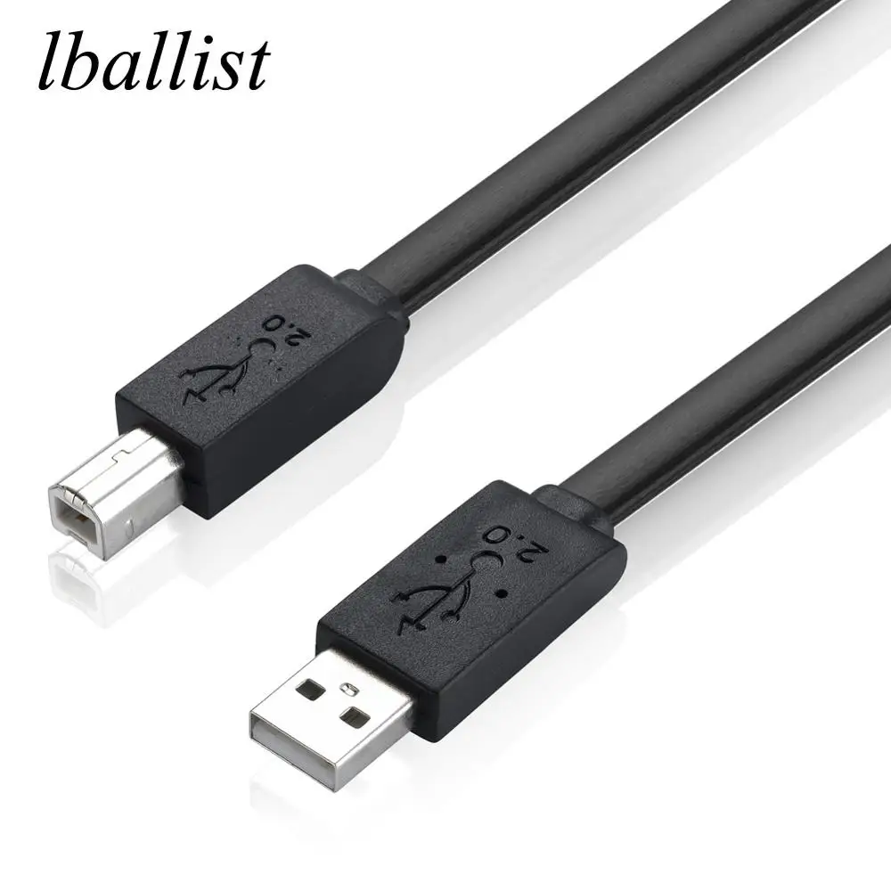 

lballist Flat USB 2.0 Printer Cable Type A Male to Type B Male Pure Copper Cores For Printer USB Hub