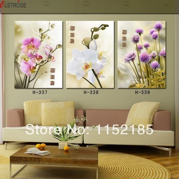 

CLSTROSE Multi Realist Flower 3 Piece Canvas Wall Art Painting For Living Room Wall Pictures Home Decoration Unframed