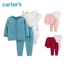 Carter s autumn winter 3pcs baby clothes set fleece zip up coat cotton rompers baby clothing