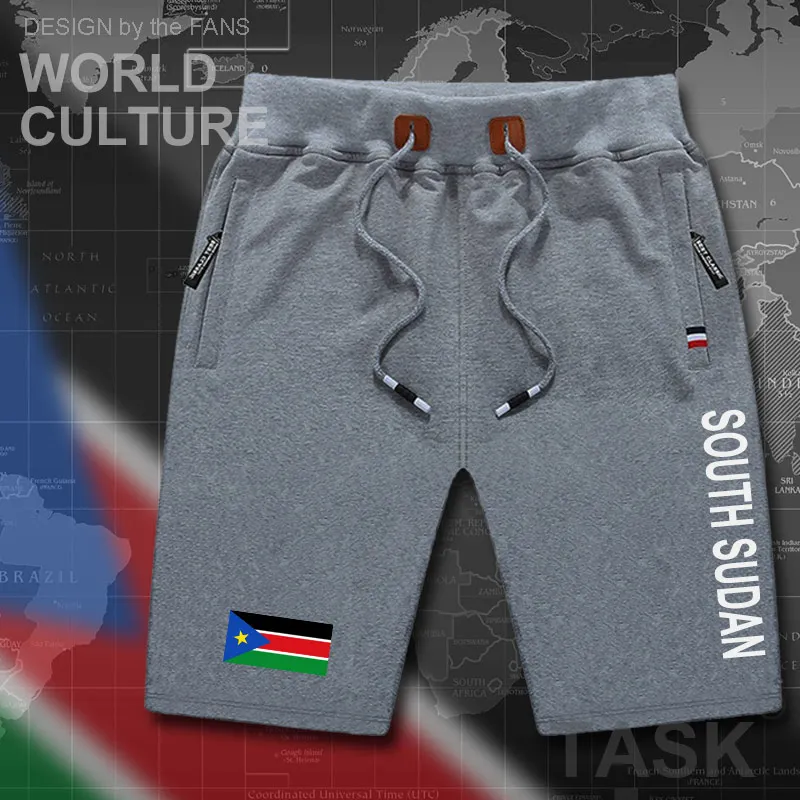 

South Sudan mens shorts beach man men's board shorts flag workout zipper pocket sweat Mid clothing 2017 cotton new Sudanese SSD