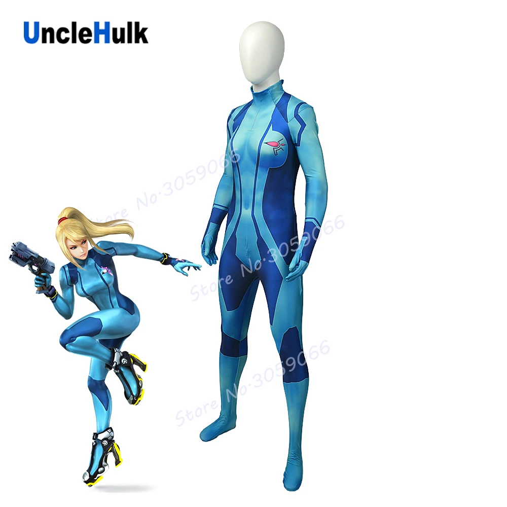 

METROID Game Samus Aran Lycra Spandex Zentai Cosplay Costume Halloween Catsuit | UncleHulk