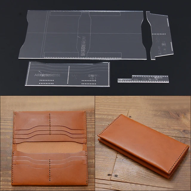 Clear Templates, Long Wallet Pattern Transparent Acrylic Stencil Leather  Making Template Kit Leather Templates Acrylic for DIY Leather Crafts 