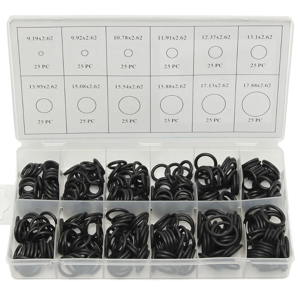 

300pcs/lot 12 SizesTap Washer Kit Holdtite Jumper Valves O Ring EC Body Washers Seals 9.19-17.88mm Black Oring