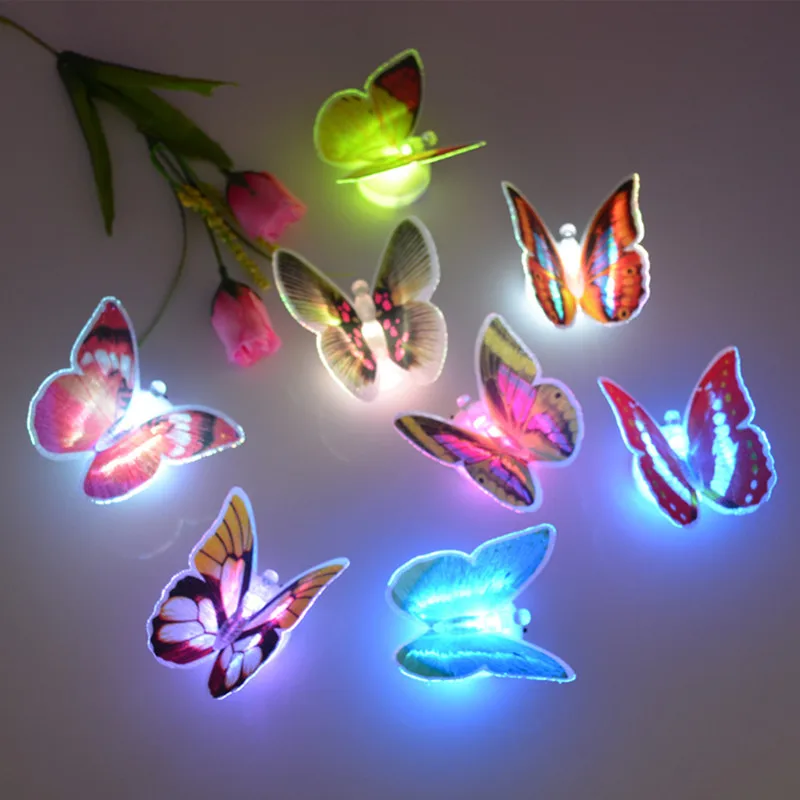 12pcs/lot Colorful Flashing Butterfly Light Toy Led Night Lighting