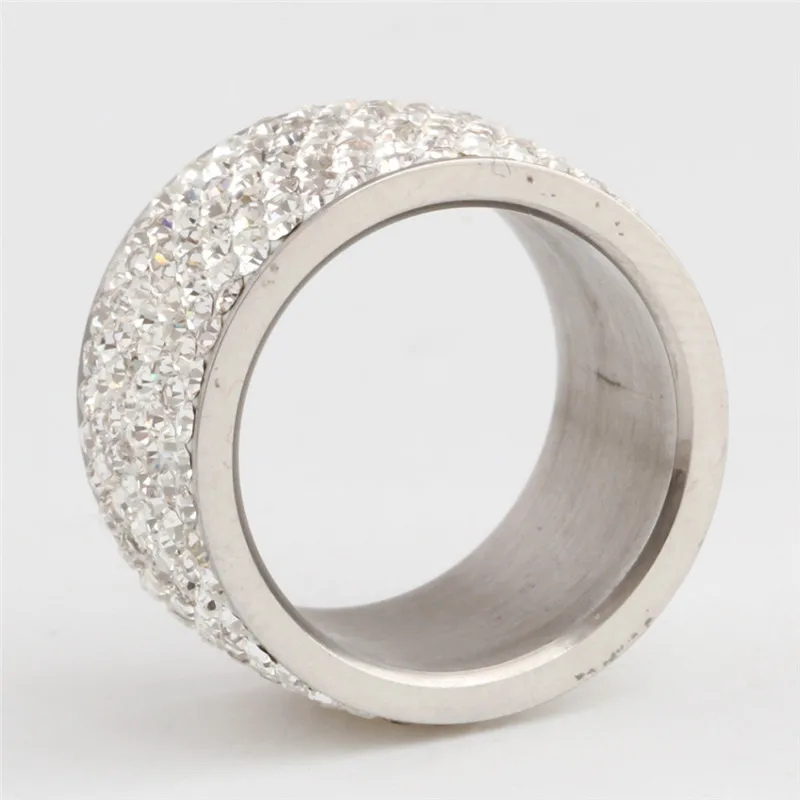 Modyle Full Crystal Rings For Women Man Wedding Ring Silver-color Stainless Steel Promise Jewelry