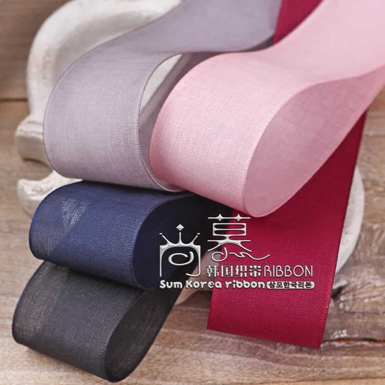 

100yards 16/25/40mm stripes flax rribbon korean ribbon for garment apparel accessories bouquet flower gift packing bow