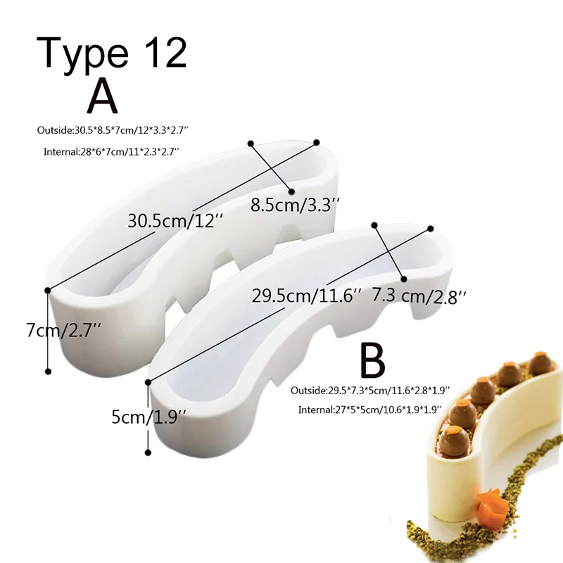 Различные формы, силиконовые формы для выпечки муссов, форма для десерта, форма для мороженого, шоколада, формы для выпечки, форма для выпечки, инструменты для выпечки - Цвет: Type12 B