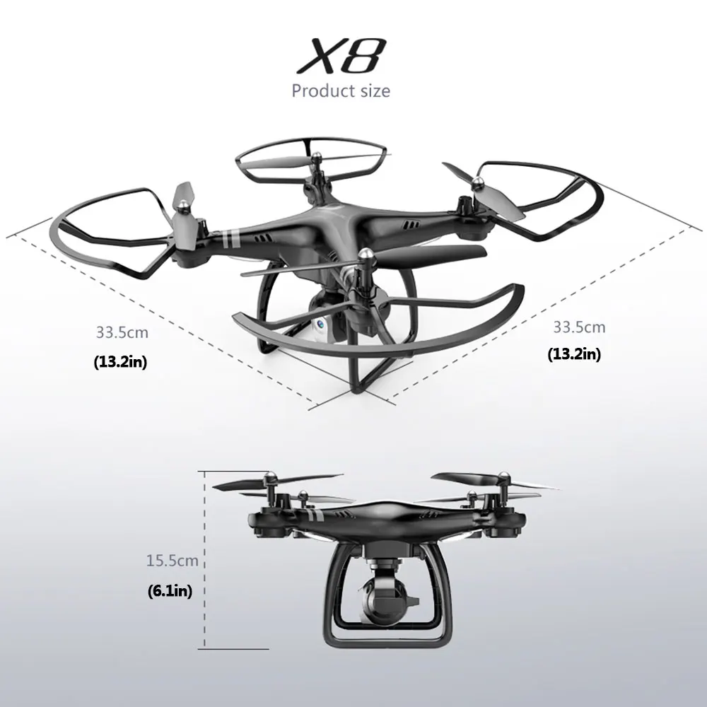 Регулируемый X8 RC Дрон HD камера выносливость 18 мин вертолет g сенсор 360 градусов