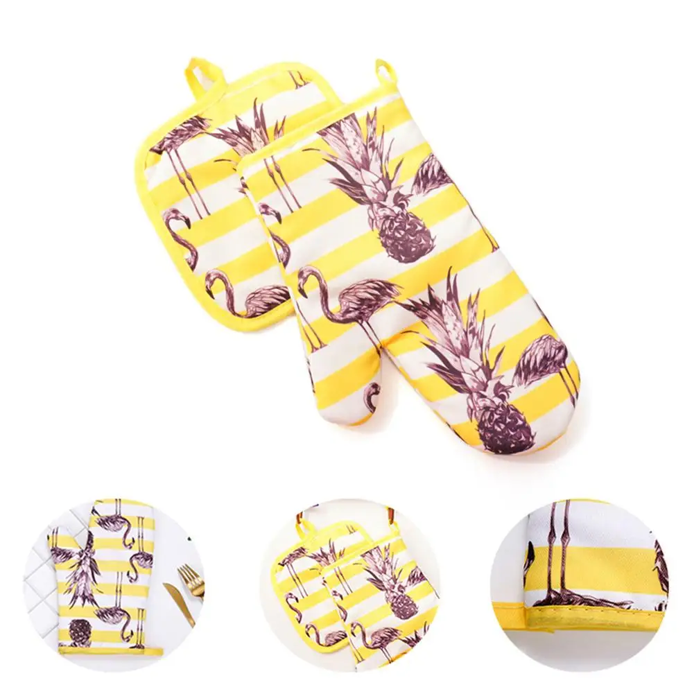 1 Pair Cute Cotton Fashion Cactus Flamingo Kitchen Pad Cooking microwave baking BBQ oven potholders oven mitts kitchen gloves 30