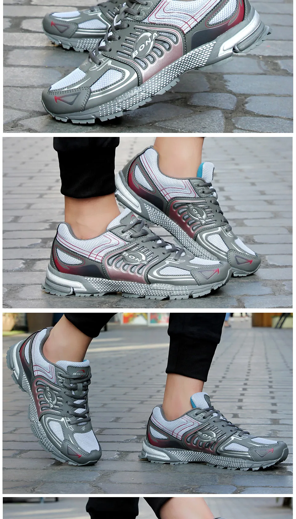 BONA/Новое поступление; популярные Стильные мужские кроссовки для бега; уличные беговые кроссовки на шнуровке; Мужская Спортивная обувь; удобная спортивная обувь