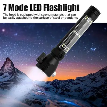 

10 in1 Rechargeable lanterna LED Flashlight Solar 7 Mode LED Flashlight Torch Camping Emergency Light linterna Window Breaker