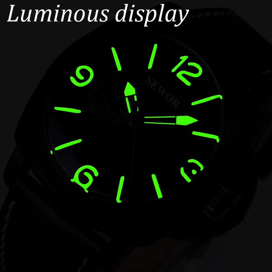 Роскошные брендовые часы, мужские наручные часы, военные часы, автоматические механические часы, супер светящийся циферблат, кожаный ремешок, relogio