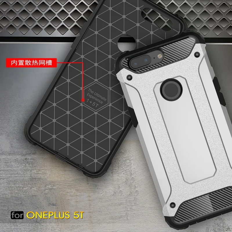 

For One Plus 5 5T Cases 2 in 1 Hybrid Armor Silicone TPU+PC Shockproof Phone Cover For oneplus 5 5t Luxury Full Protective Capa