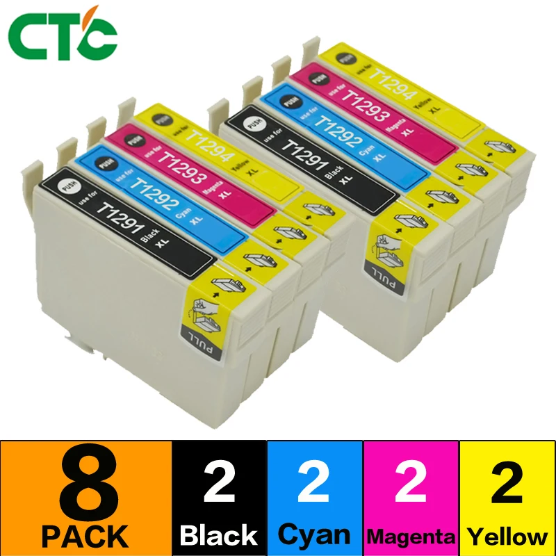 

8PCS T1295 - T1291 T1292 T1293 T1294 Compatible ink cartridge for Stylus SX525WD SX620FW WorkForce WF-3540DTWF