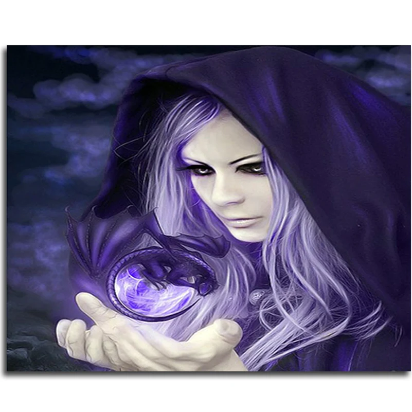 Diamond Mosaic Art Character Diamond Embroidery Kits Witch Picture Of