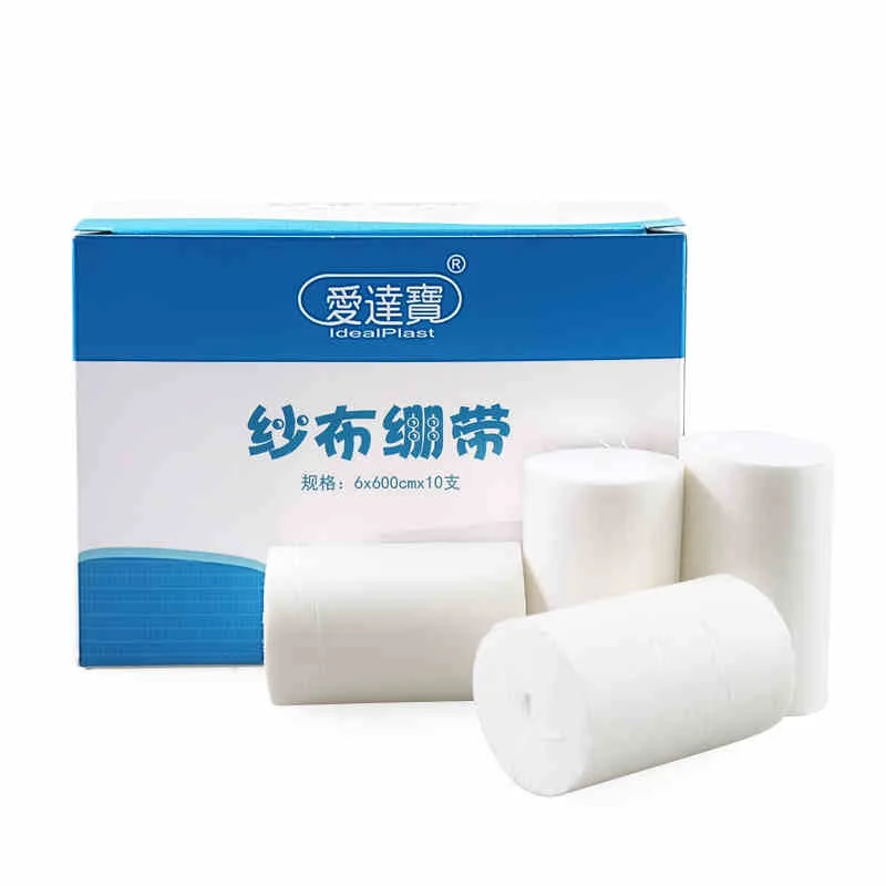 

10 Rolls Medical Gauze Bandage Home Family First Aid Supplies Medical Emergency Care Wound Dressing Bandages 6cmX6m Gauze Roll