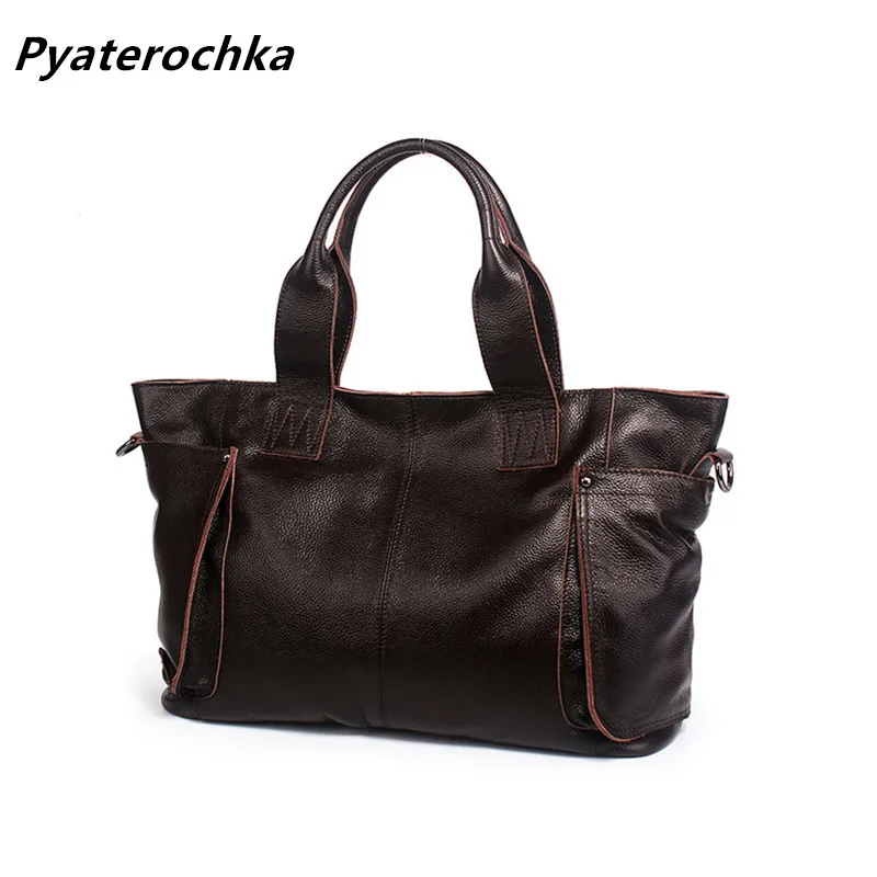 

Pyaterochka Women Leather Handbags Luxury Brand Genuine Leather Bag Vintage Real Leather Bao Bao Bag Large Capacity Casual Totes