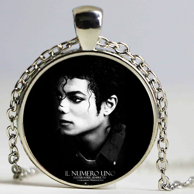 Michael Jackson Pendant Necklace B&M 2016 New Vintage Glass Necklace