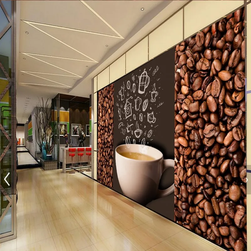 Пользовательские 3D фото обои на заказ HD ностальгия кофе в зернах Фреска кофе магазин Гостиная Настенный декор, Настенные обои