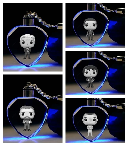 

Stranger Things Heart Shape Anime LED Key Chains LOGO model Keyring Crystal Toy Keychain Light Keyholder Unisex XMAS Gift lover