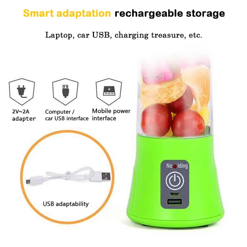 400ml Mixer Portable Fruit Juicer Vegetable Fruit Juice Machine Handheld Mixer Juice Maker Electric USB Rechargeable Smoothie