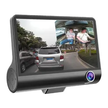 4 дюймов 3 объектива Автомобильная камера DVR HD 1080 P 170 широкоугольный Автомобильный dvr тире g-сенсор с камерой заднего вида Автомобильный регис...