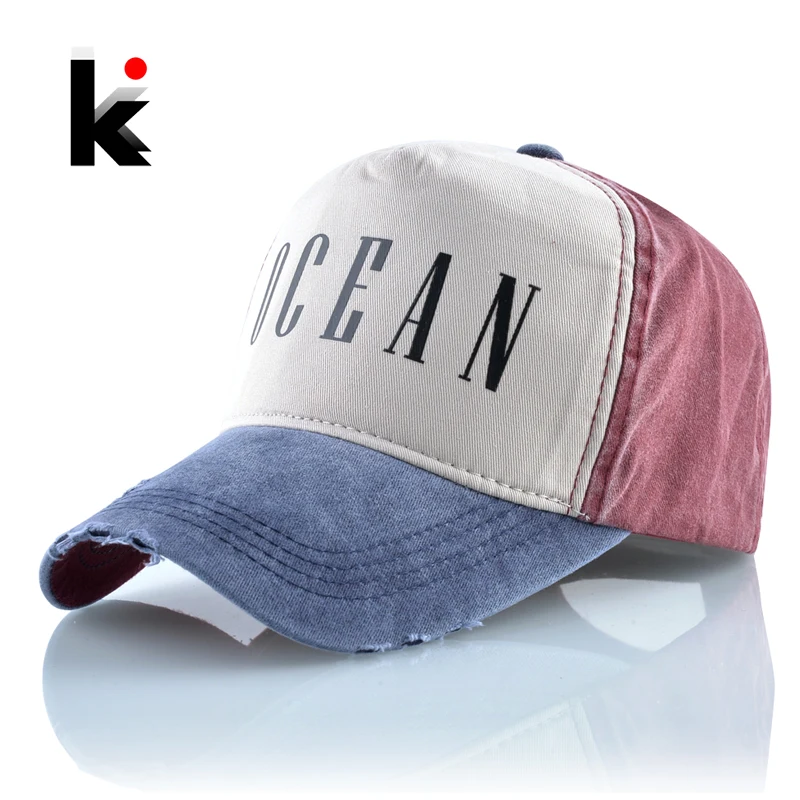 

Cotton Baseball Caps Women Spring Summer Snapback Dad Hats For Men Fashion Outdoor Breathable Washed Denim Visor Cap Lover' Bone