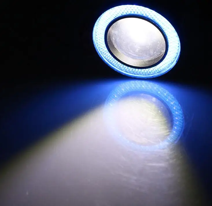 Автомобиль-Стайлинг* 2 2.5 дюйма Halo туман лампы COB Ангельские глазки противотуманки супер белый 1200Lm днем Бег свет автомобиль ДХО 6000 К 12 В BD - Цвет: Blue