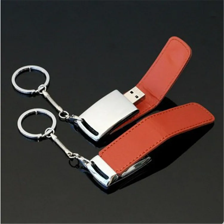 High Speed USB 3.0 Leather usb flash drive + Key chain USB Flash Drives 128GB 64GB 8G 16G 32GB Memory Sticks Pen Drives gift