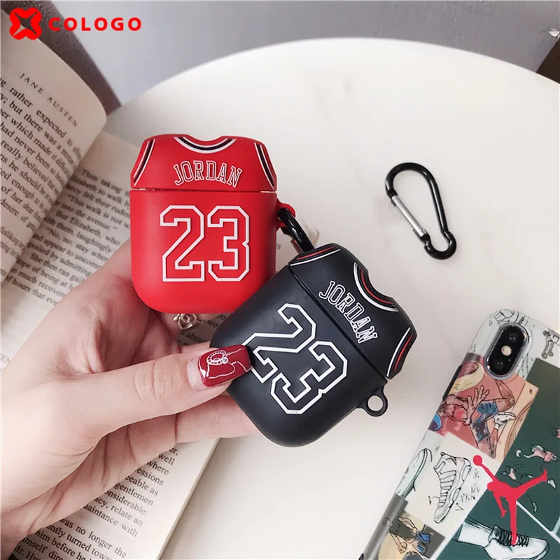 Hot fashion Soft silicone Wireless Earphone Charging Cover Bag for Apple AirPods 1 2 Flying man Jordan 23 Bluetooth Headset Box