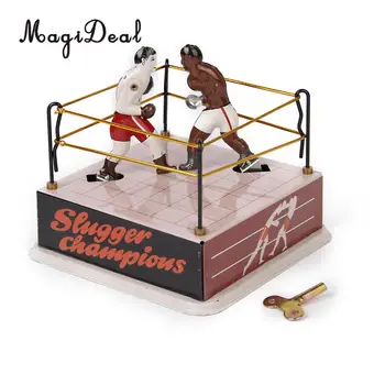 

MagiDeal 1Pc Classic Iron Boxing Ring Boxers with Wind-Up Key Tin Toy for Collectible Kids Holiday Time Adults Novelty Gifts