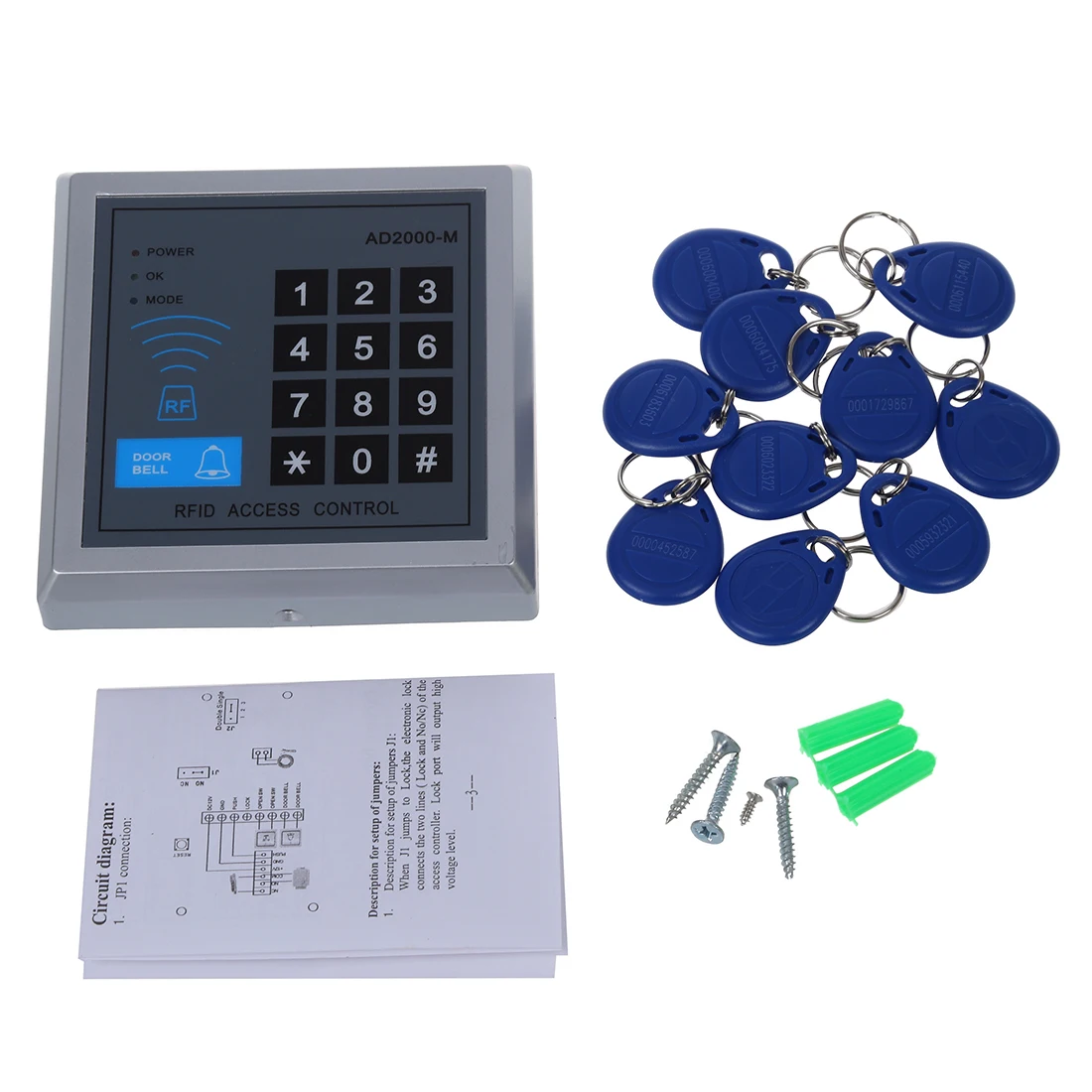 

2 Packs RFID Proximity Entry Door Lock Access Control System + 10 Key Fobs