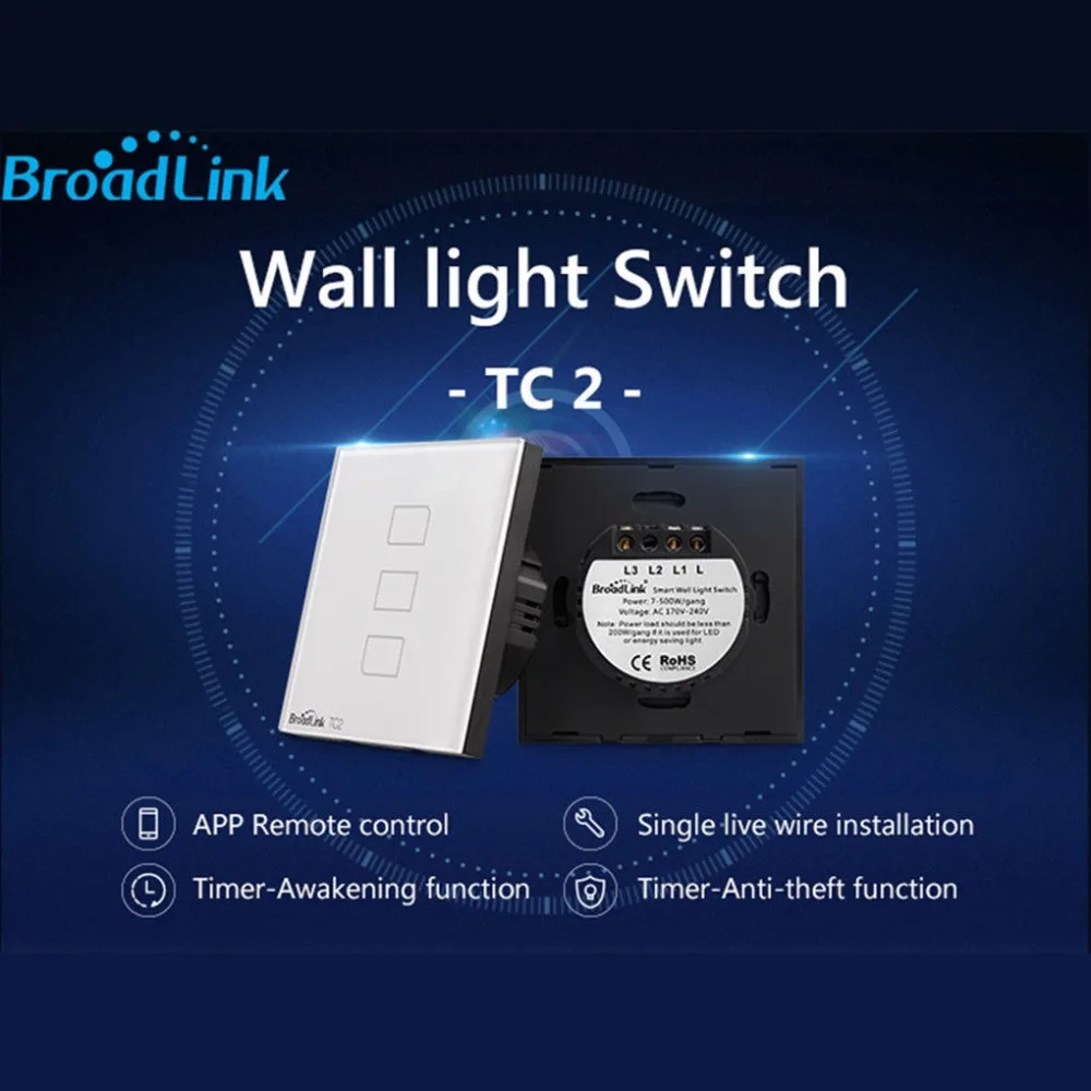 Broadlink TC2 1/2/3 настенный светильник сенсорная панель стандарт Великобритании ЕС RF 433