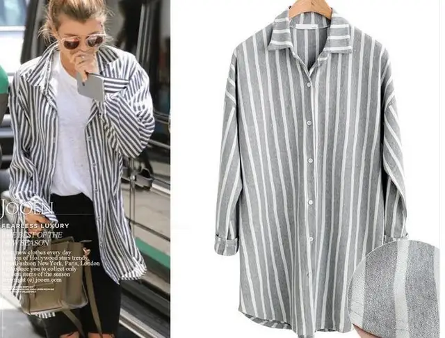 5XL Plus Size Women Sweet White Gray Black Striped Loose Shirts Long Sleeve Turn Down Collar Blouses Lady Brand Tops Hot T7D202L
