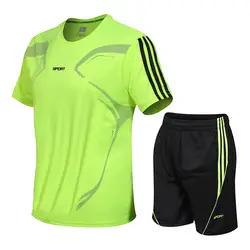 Для мужчин костюмы быстрое высыхание футболка + шорты Фитнес спортивная баскетбольная футбольные костюмы лето теннис Jogger тренажерные залы