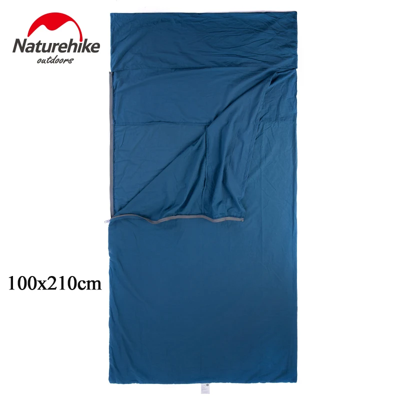 NatureHike портативный хлопковый спальный мешок, лайнер-конверт, ультра-светильник для кемпинга, домашний ленивый мешок, 75X210 см, 100x210 см, 320 г, 400 г - Цвет: Bule L