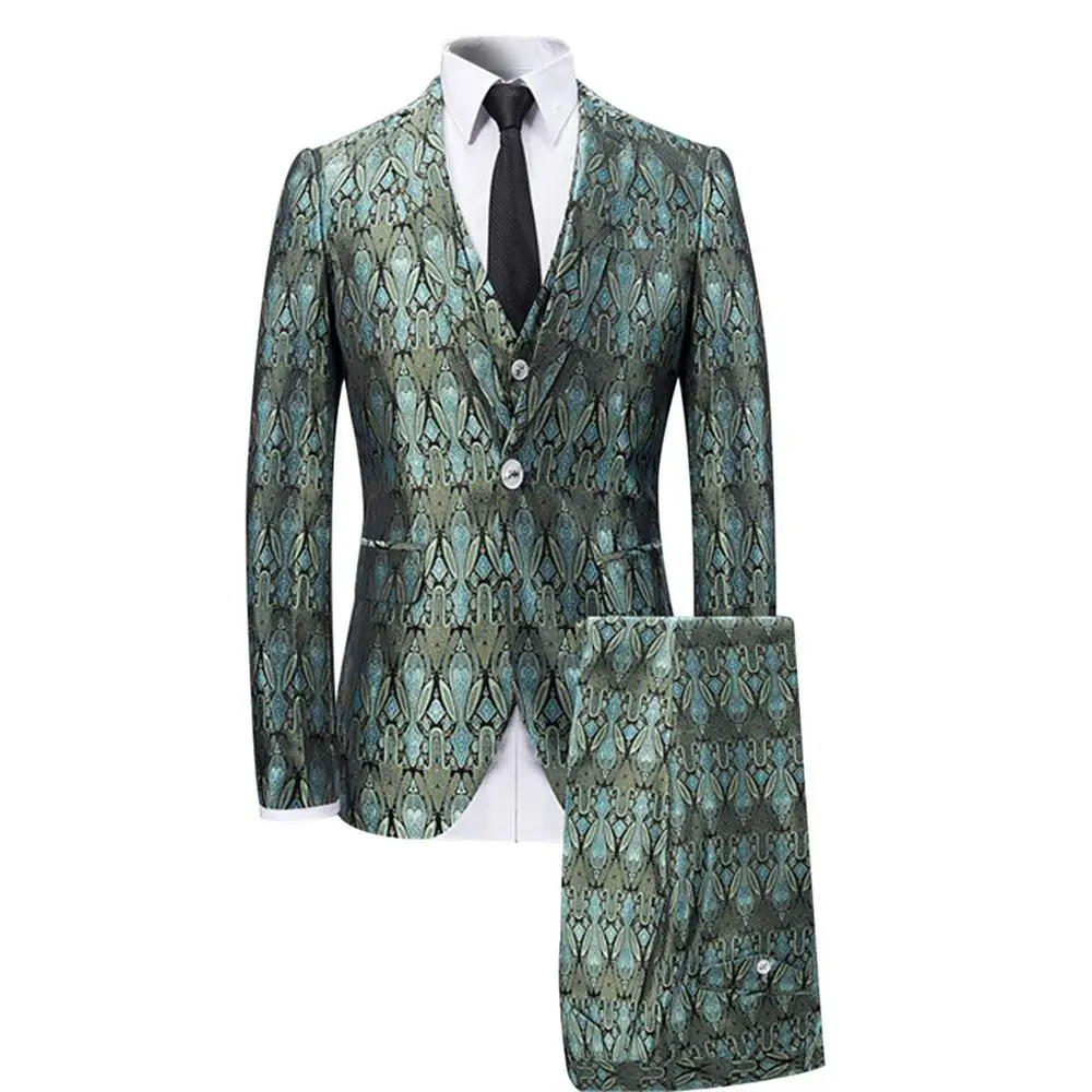 JinXuanYa 3 предмета в комплекте Для мужчин костюмы Повседневное Slim Fit с цветочным принтом смокинг для выпускного вечера вечерние человек Свадебный костюм этап костюм XS-5XL пользовательские размер - Цвет: Three pieces suit