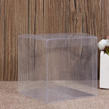 

50 Pieces/lot PVC Square Gift Boxes Favor Candy Packing Souvenir Box Transparent Event Chocolate Dessert Bags 6x6x6cm