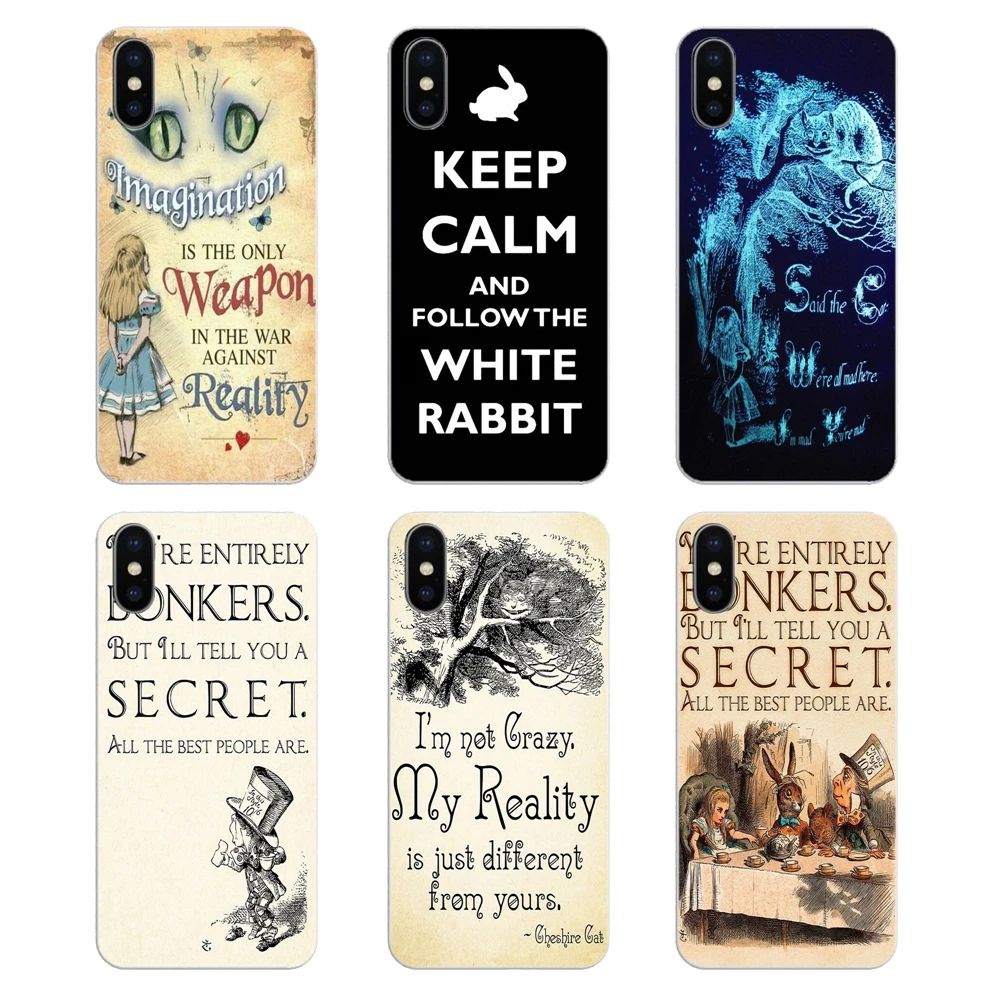 Alice In Wonderland Pattern Print quote Transparent TPU Bag Case For Xiaomi Mi A1 A2 5X 6X 8 lite SE Pro Max Mix 2 2S 3 Mi5 Mi5S |