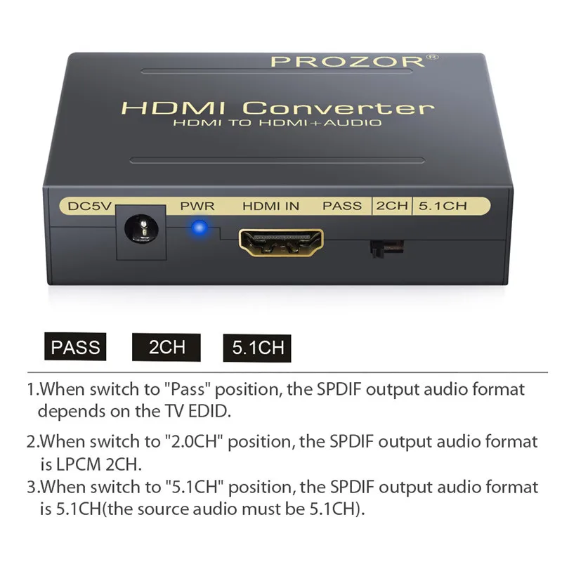 Аудио и видеодекодер proзор HDMI в Оптический RCA L/R 4K Loop 2.1CH 5.1CH экстрактор