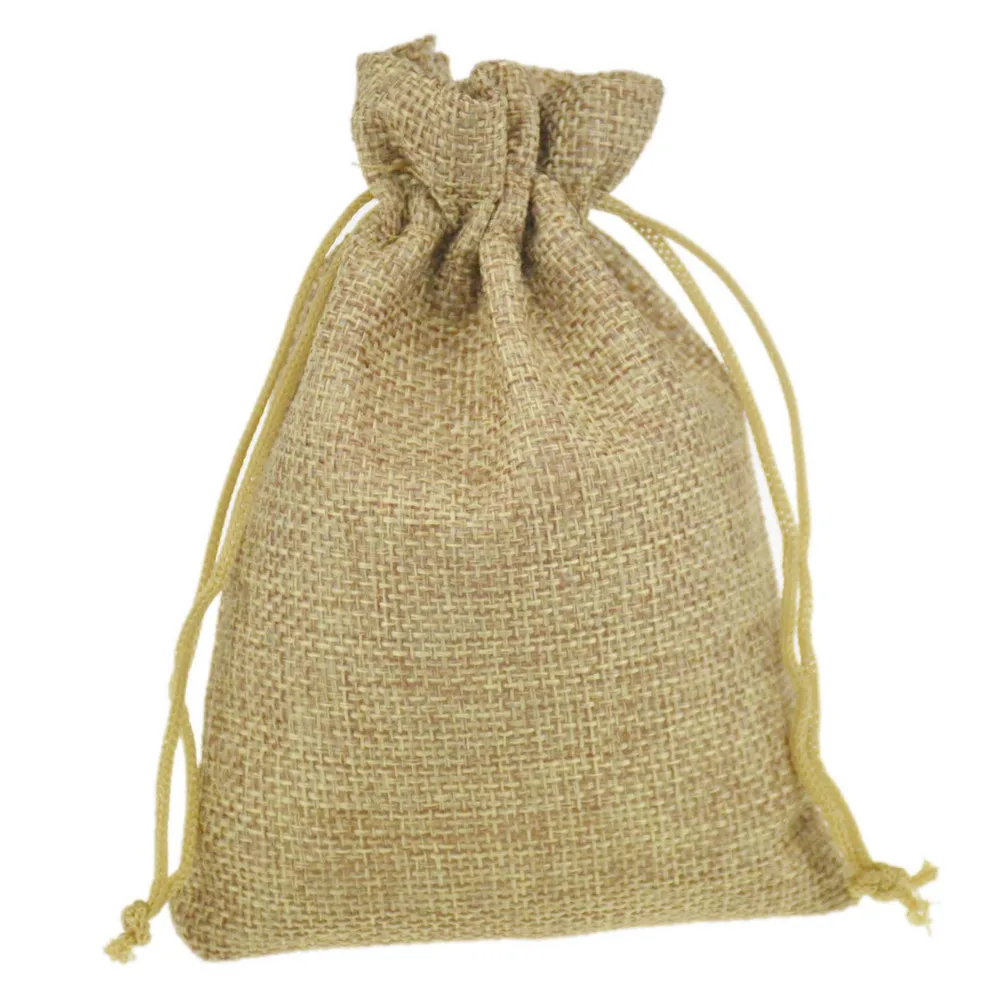 9.5x13.5cm 50pcs Dark Jute Small Jute Drawstring Gift jewelry package