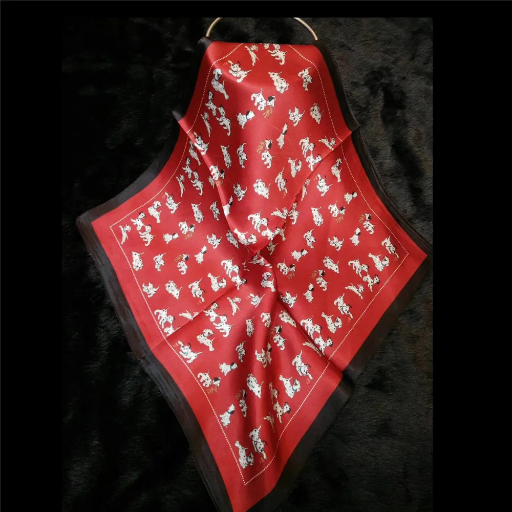 100 silk cut puppy dog red scarf small square neck scarves animal