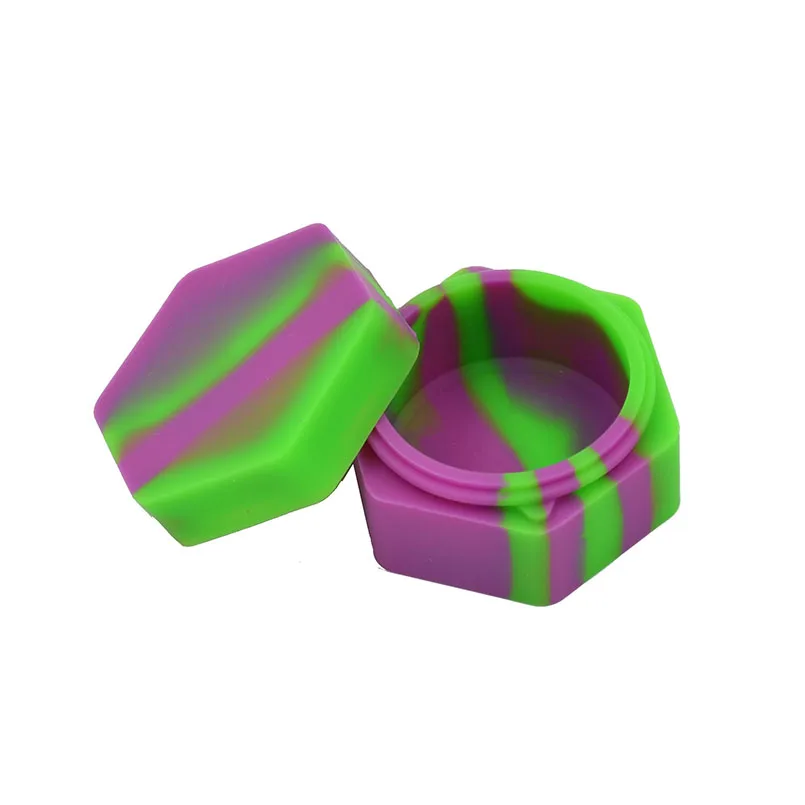 

Bho 26ml Hexagon silicone wax container for butane/Slick oil/concentrate Non Stick silicone Dab oil jar recipiente de silicona