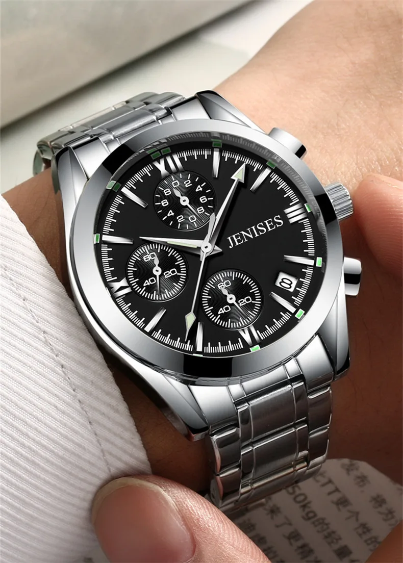 Мужские часы 2019 Элитный бренд Новый деловые мужские часы классические кожаные Наручные Кварцевые Erkek коль Saati мужские часы