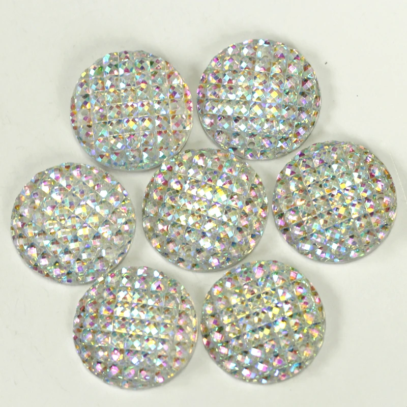 

16mm 100pcs Resin Acrylic Clear AB Flat Back Round Sew-On Rhinestone with 2 Holes Sew on stones Sewing Crystal for Dress B2228