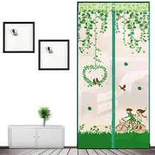 Magnetic Door Curtains Magnet Mosquito Net Anti-Insect Bicycle Lovers Pattern Soft Yarn Summer Home Decoration Curtain Window monkey pattern anti mosquito mesh net magnetic curtain
