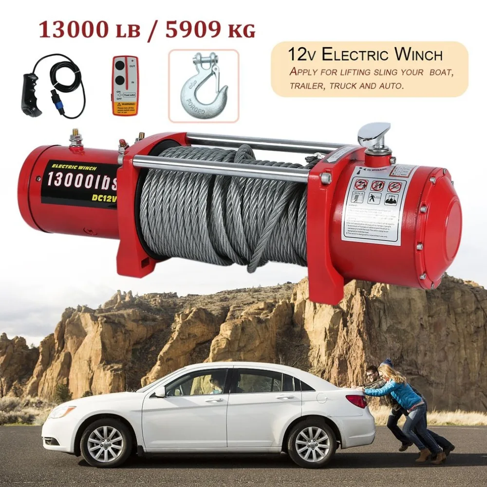 

12V Electric Winch High Performance Cars Engines Lift Winch With Remote Control Auto Lifting Sling Crane Equipment With EU Plug