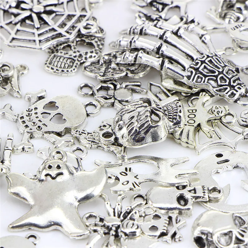 60Pcs/Set Christmas Pendants Mix Style Antique Silver Tree Santa Snowflake Stocking Cane Charm DIY Necklace Bracelet Jewelry