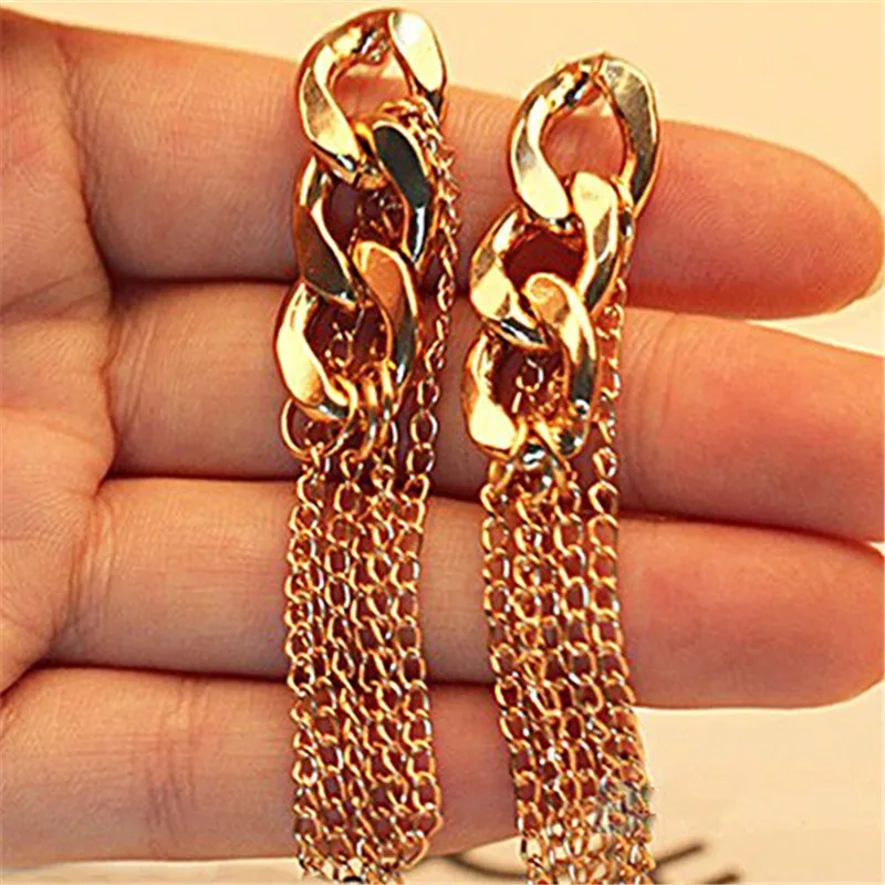 1 пара, модные серьги с кисточками, геометрические простые сережки-палочки для женщин, длинные серьги, металлическая цепочка, ювелирное изделие