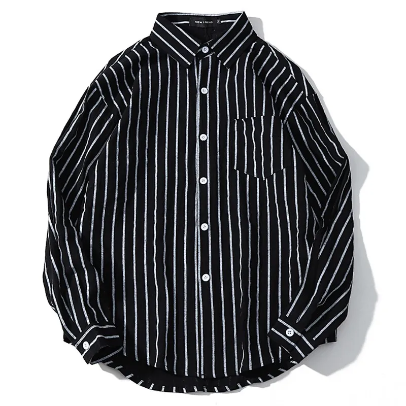 

Plus size 2xl-5xl 7xl 8xl 9xl 10xl men Vertical stripe shirts long-sleeve black shirts military men's tops bust 165 cm shirt